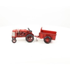 9973785-d Vintage Modell-Auto Oldtimer Traktor mit Hänger 11x11x33cm
