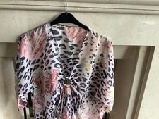 Damen Tunika rosa/beige onesize leoprint