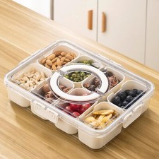 Rechteck Servierplatte Servierset Snackschale 8 Fächer Deckel Snackteller