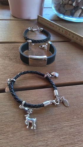 Leder armbänder silber 925 - 3x, leder-armbänder