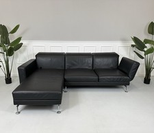 Brühl Moule Ecksofa Leder Sofa Schwarz Schlaffunktion Sofa Couch Chrom
