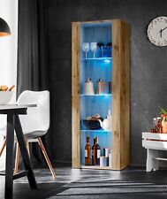 NEU komodee Tivoli Vitrine Schrank Eiche Weiß Schwarz, Glasböden LED Beleuchtung