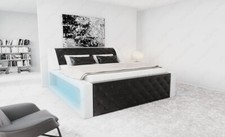 Komplettbett Designbett Bett Matratze Lederbett Doppelbett AREZZO Schwarz Weiß