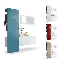 Garderobenset Flur Garderobe Diele Carlton Set 4 in Weiß - Hochglanz & Naturtöne