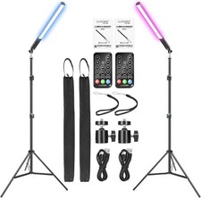2x RGB LED Foto- & Videoleuchte 36 Farben mit Stativ, 3000K-6000K