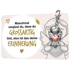 "Beste Freundin" Schutzengel Schlüsselanhänger mit Herz und Geschenkkarte