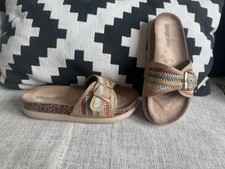 Neue Raffia Pantoletten Sandale Madrid Big Buckle gr 38 Mode 2025 Sommer