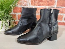 TOPSHOP SCHWARZE STIEFELETTEN UK 5 EU 38 WEICHES GESCHMEIDIGES LEDER DAMEN BLOCKABSATZ REISSVERSCHLUSS