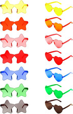 14 Stück Sonnenbrille Festival, Herz und Stern Sonnenbrille, Party Brille, Bunt 