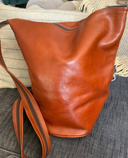 Museo del Prado Leder Tasche / Rucksack Cognac Vintage