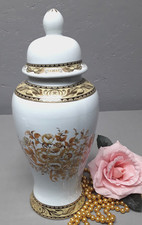 Deckelvase Porzellan  Golddekor HANDARBEIT Vase mit Deckel 70er E 736