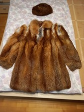 Fuchsmantel  Rotfuchs Swinger Pelz Pelzmantel REAL Fox mit Pelzmütze