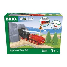 BRIO World 36017 Batterie-Dampflok Set - Aus dem Schornstein der Lokomotive strö