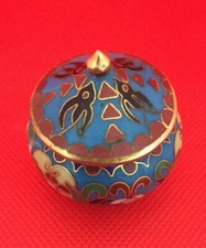 Cloisonne Deckel Dose Emaille Miniatur Messing Blumen Vögel Cloisonné