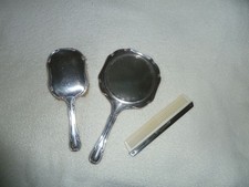 altes Frisierset versilbert Toilettenset Bürste Kamm Spiegel Art Déco WMF?