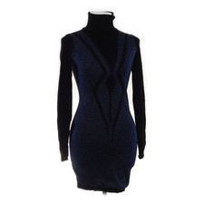 Faith Connexion, Rollkragenkleid, Größe: S, Schwarz/Blau, Metallfaser/Wolle #7fu