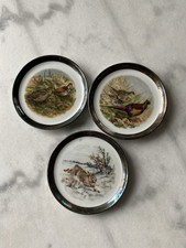 Rarität Porzellan Untersetzer Wildtiermotiv Silberrand 1000/1000Gebrüder De Yhle