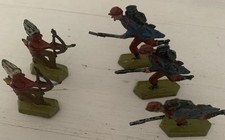 Tin Soldiers cowboys n Indians Vintage Metal 5 stück