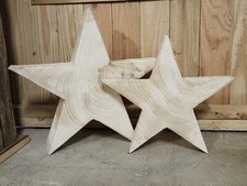 XXL Holzsterne SET Weihnachtssterne Deko Dekoration Holz 2 Stück Handmade Deko 