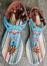DESIGUAL ❤️ Hippie  Fransen Sandalen Boho Sandaletten türkis-bunt, Gr.37/38, NEU