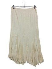 BASSET Damen Faltenrock Maxirock 44/XXL Beige Vintage Elegant Polyester