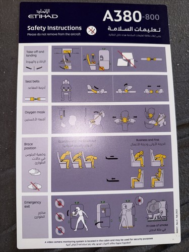 Safety card etihad - etihad, airways