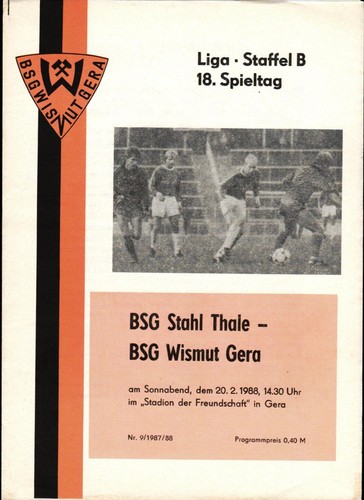 Ddr liga bsg wismut gera - 87/88,