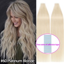 Tape In 100% Remy Echthaar Extensions Haarverlängerung Skin Weft 60Tressen Stück