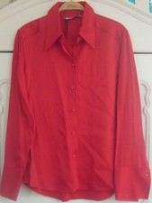 TOLLE ZARA SATIN-BLUSE L ROT HEMDBLUSE