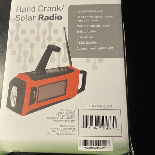Ivation hand crack solar - hand, radio