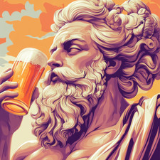 Wandtattoo Aufkleber Gott Zeus trinkt Bier Wandaufkleber 18X18 cm Groß
