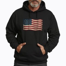Herren Hoodie USA Flagge Vintage | Kapuzenpullover Amerika Retro Streetwear