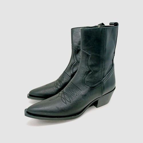 Zara leder cowboy stiefeletten - leder,