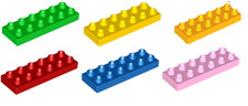 Lego Duplo XXL Stein 2x6 12er Baustein rot hellgrün blau flach Bau Platte 44524