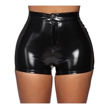Hotpants Radlerhosen Radler Shorts Lack Leder-Optik Vinyl Eng Sexy Lack S-XL