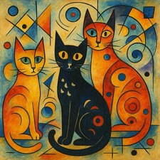 3 Katzen Im Stil Kandinsky
