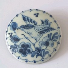 Alte Delfter Brosche, Porzellan Brosche,Handbemalt