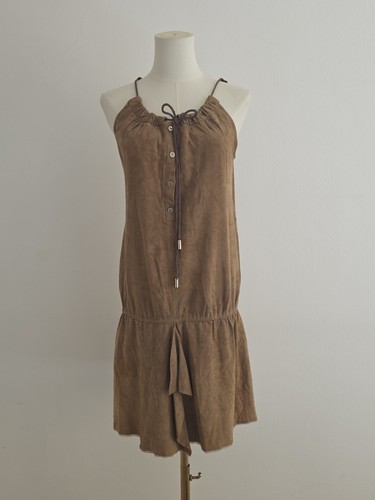 Liu echtleder kleid braun - echtleder,