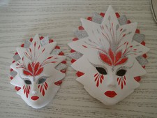 Keramik Masken Motiv Sonne rot weiß Made in Italy Wandmasken Dekoration Karneval