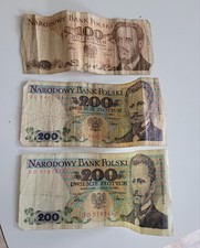 Banknoten Polen 2 x 200 + 1 x 100 Zloty - Deutl. Gebrauchsspuren 