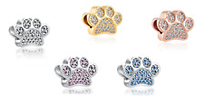 Charms  Anhänger Beads Hundepfote Silber Gold Rosegold Zirkon 925 Sterling Silbe