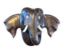 Elefantenkopf Holz handgeschnitzt schwarz Elefant Elephant Kopf L 17 cm 53075