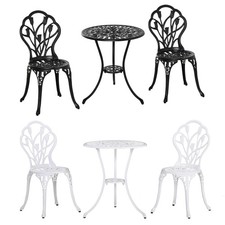 Outsunny Sitzgruppe 3-teilige Essgruppe Gartenmöbel-Set 1 Tisch+2 Stühle