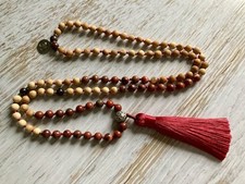 Mala Kette Wurzelchakra, roter Jaspis & Granat -Erdung und Schutz, Handarbeit