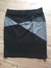 schmaler Rock  Minirock schwarz/grau   Gr. 42 Flame Länge über Knie