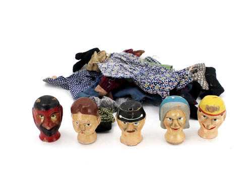 Alte handpuppen köpfe holz - 5,