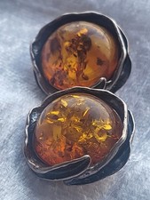 Große Bernstein Ohrclips 925