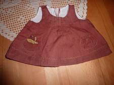 Alte  Puppen Kleider Schürze braun weiß gefüttert für 50er/60er Puppe