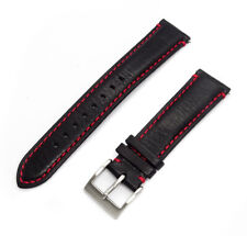Uhrenarmband , schwarz-rot Italien  Echt Leder 16mm 18mm 19mm 20mm  (m006)