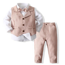 Baby Jungen Anzug Gentleman Outfit Fliege Hemd + Weste + Hose Festlich Taufanzug